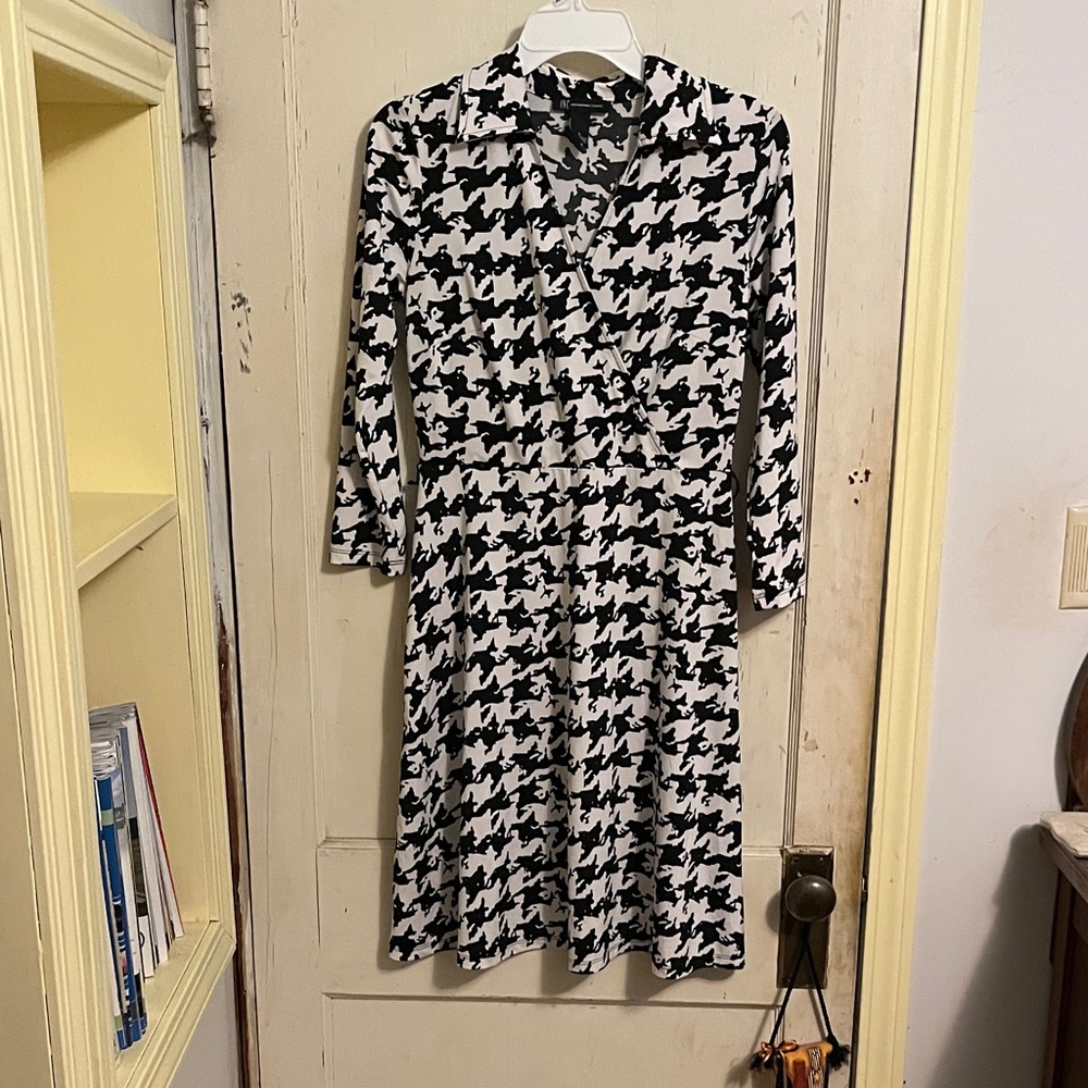 INC International Concepts Black and White Houndstooth Dress